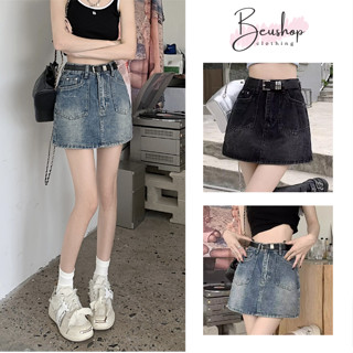  Chân Váy Jean Dáng Chữ A Ngắn Trên Gối Lưng Cao Chân Váy Túi Hộp Style Hàn Quốc Ôm Eo Tôn Dáng Có Quần Trong CV02 BeU 