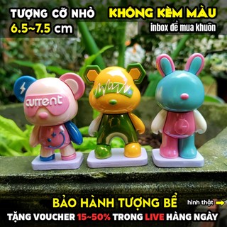 Tượng tô màu, GẤU THỎ BEARBRICK 3D, size M, thạch cao trắng (Không kèm màu), luyện vẽ, decor