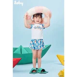 Bộ đồ bơi cho bé ILABY áo tay ngắn kết hợp chân váy chất liệu thun lạnh [2501]