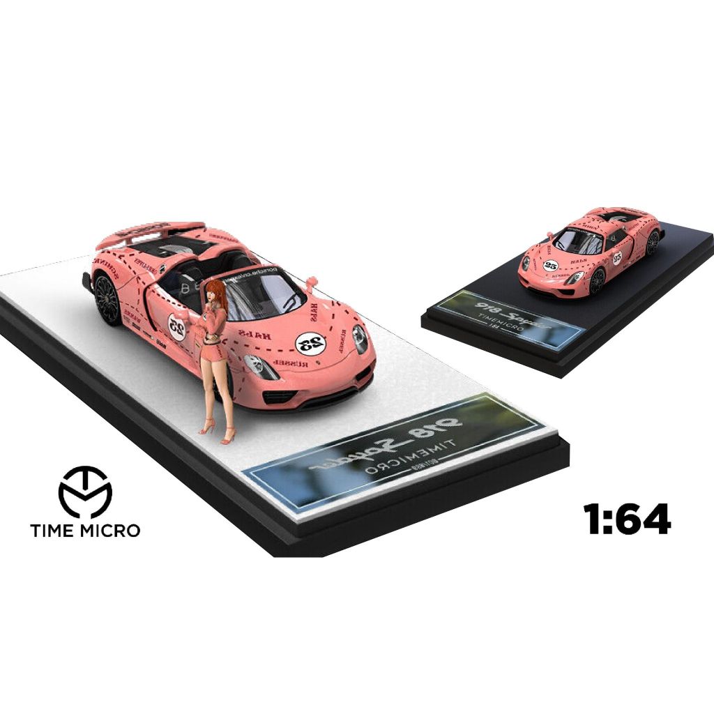 Mô hình xe Porsche 918 Spyder Pink Pig No.23 tỉ lệ 1:64 Time micro