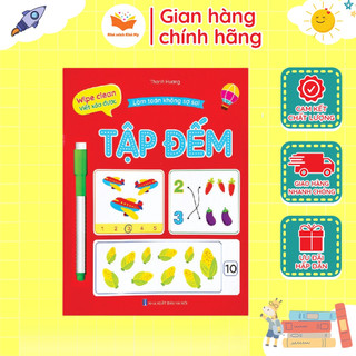 Sách - Làm toán không sợ sai Wipe Clean viết xóa được kèm 2 bút bộ 4 quyển