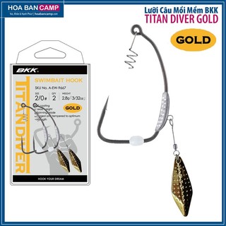Lưỡi câu mồi mềm bkk titan diver gold | 2 lưỡi/vỉ