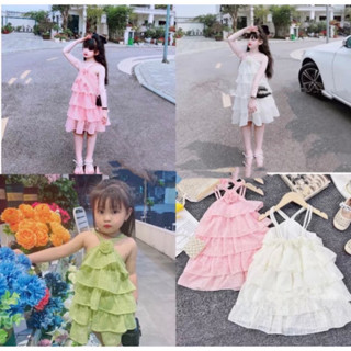 váy bé gái váy  công chúa ren hoa 2 lớp 5 tầng 12-40kg