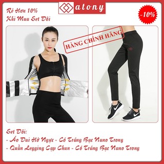 Bộ Đai Quấn Nóng Giảm Mỡ Bụng ATONY, Đai Nịt Bụng Giảm Eo, Tan Mỡ Cao Cấp-Set 2: Áo Đai Lửng + Quần