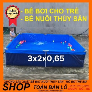 Bể bơi cho trẻ em có khung, bể bơi không có khung, hồ bạc nuôi ốc ếch cá lươn 3x2x0,65