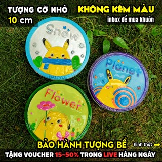 Tượng tô màu, ĐĨA PIKACHU TÔ MÀU SÁNG TẠO, size M, thạch cao trắng (Không kèm màu), luyện vẽ, decor
