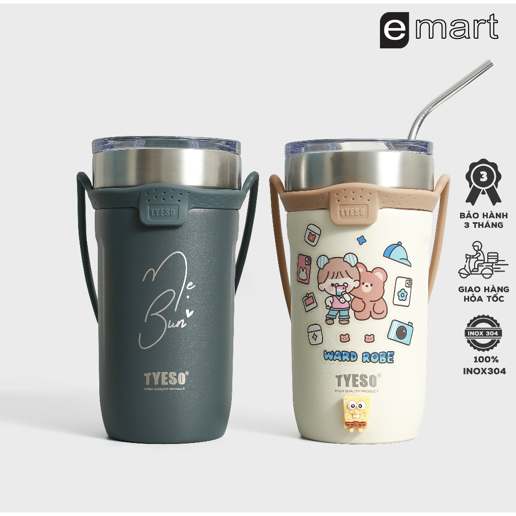 Ly giữ nhiệt Tyeso Tumbler thể tích 550 - 710ml, inox 304, Bình giữ nhiệt cao cấp Emart