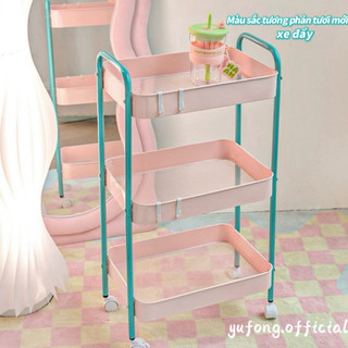 Xe đẩy màu tương phản giá đựng đồ ăn nhẹ đặt trên sàn sức chứa lớn giỏ treo đầu giường ký túc xá giá đựng đồ di động nhi