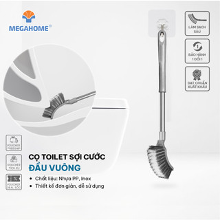 Cọ toilet  đầu vuông, Cọ chà bồn cầu chất liệu lông cước dẻo dai, dày dặn, Cán dài, Cọ chà nhà vệ sinh đa năng