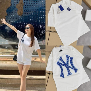 ÁO PHÔNG M.L.B NAM NỮ TRẮNG THÊU XANH IN LƯNG N.Y cotton qccc 2024