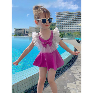 Đồ bơi bé gái, bikini body váy bèo voan và nơ cho bé 10-20kg