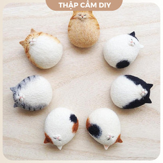Len chọc handmade, bộ kit len chọc mèo ú