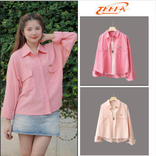 Áo sơ mi nữ dài tay form rộng ulzzang kiểu Hàn,  Áo sơ mi nữ chất đũi siêu xinh