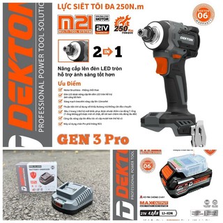 Máy bắn vít pin dekton gen 3 pro m21-cv250ncp và m21-cv250plus model 2024