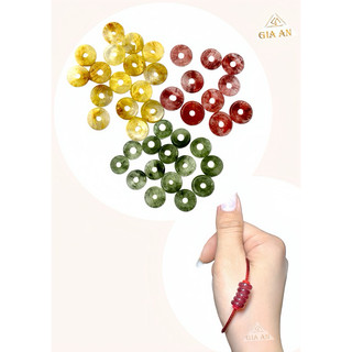 Lẻ hạt đồng điếu thạch anh tóc làm vòng handmade-Vòng đá phong thuỷ Gia An