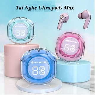 Tai Nghe Bluetooth Ultrapods Pro Max V5.4, Tai nghe Chơi Game Cảm Ứng Chạm Vỏ Trong Suốt Âm Thanh Hifi Có Mic Đàm Thoại