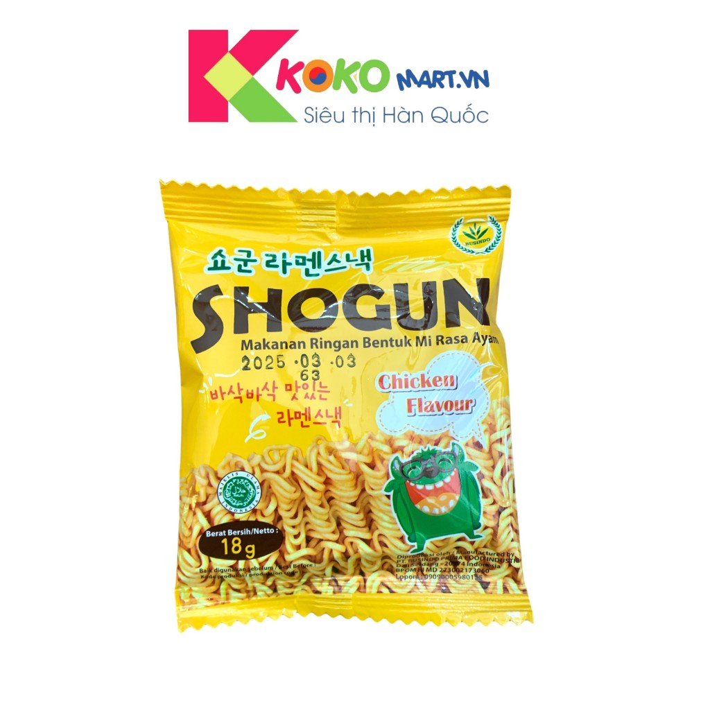 Snack mì tôm Shogun Hàn Quốc Vị Gà gói 18g