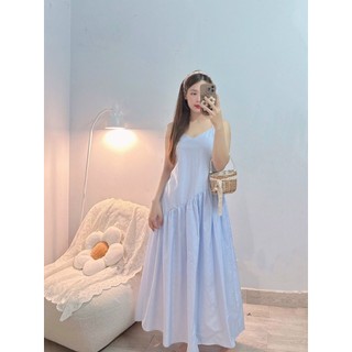 Đầm sọc maxi 2 dây dáng xoè