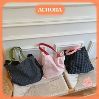Túi tote vải canvas kẻ sọc caro, kẻ dọc hai lớp xu hướng 2025