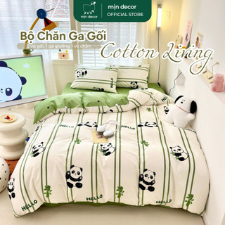 Bộ Chăn Ga Gối Cotton Living Pha Lụa Mịn Decor Thấm Hút Mồ Hôi - Hoạ Tiết Dễ Thương (Không Kèm Ruột)