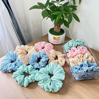 Đồ cột tóc vải srunchies handmade làm từ vải đũi xốp nhún / thun cột tóc vải to bản 5cm; 7cm