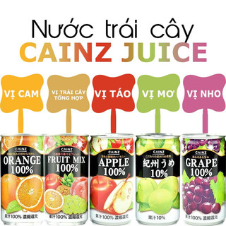 Nước ép trái cây nguyên chất Cainz Nhật Bản lon 190ml
