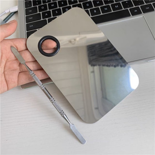  Khay Dụng Cụ Trộn Nền khay mix kem nền Pha Son Bằng Thép Chống Gỉ Kèm Cây Trộn 