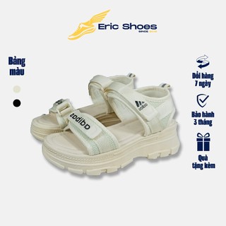 Sandal nữ Junjie 2 quai ngang họa tiết chữ, Dép quai hậu nữ đế độn 5 phân