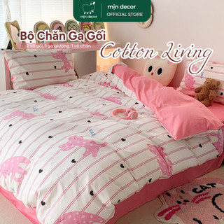 Chăn Ga Gối Cotton Living MỊN DECOR Mềm Mát Bo Chun Miễn Phí (Không Kèm Ruột) - Họa Tiết Dễ Thương (2)