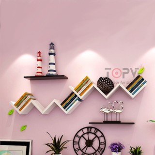 Kệ sách treo tường TopV giá sách gỗ tủ để đựng đỡ kê vở cho bé decor nhỏ mini giá rẻ ziczac trắng TopV HN
