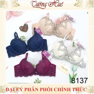 Áo lót nữ annie 8137 Phối Ren Họa Tiết Có Gọng Mút Dày 2cm.