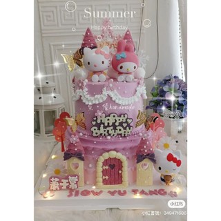 Bộ 3 hello kitty melody + chân đế gắn phụ kiện trang trí bánh kem