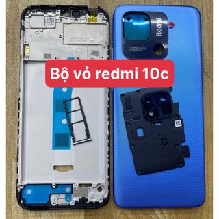 Bộ xương sườn+vỏ+khay sim+kính camera+phím điện thoại xiaomi redmi 10c-lên máy đẹp