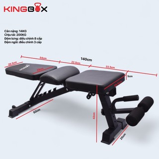 Ghế tập tạ đa năng KINGBOX-8030A/ mẫu 2024/ nặng 14kg/ nhập khẩu chính hãng