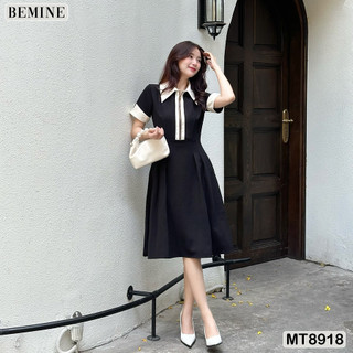 Đầm thiết kế dây kéo trước viền tay xếp ly BEMINE MT8918