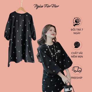 JENIE DRESS- Đầm Suông Babydoll Tay Phồng Thêu Hoa, Đầm Suông Có Tay, Đầm Babydoll Thêu