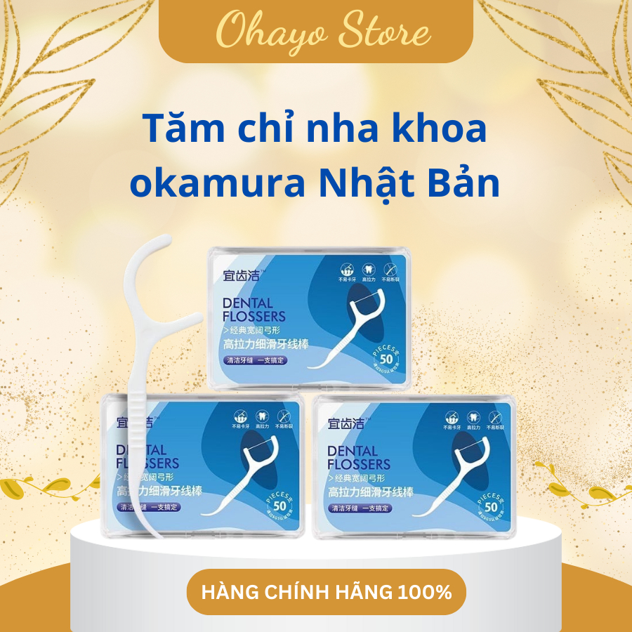 Tăm chỉ nha khoa hộp 50 chiếc; Tăm chỉ nha khoa okamura Nhật Bản