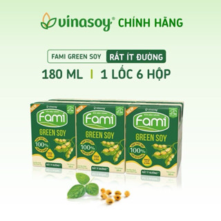 Lốc sữa đậu nành Fami Green soy không bổ sung đường/rất ít đường (6 hộp x 180ml)
