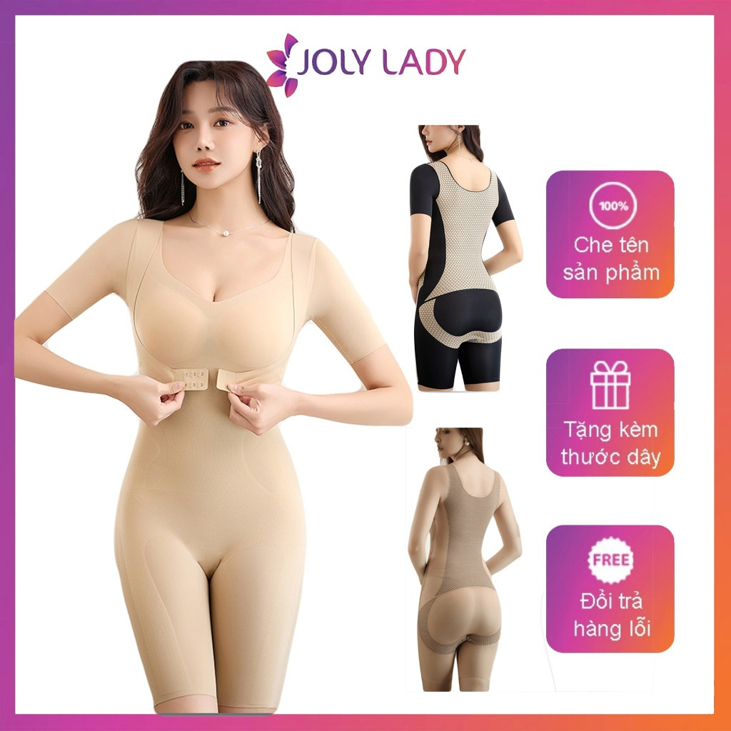 Áo gen định hình toàn thân che khuyết điểm, bodysuit định hình điêu khắc vóc dáng có mút nâng ngực Slimbody JOLY LADY