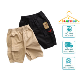 Quần kaki lửng túi hộp bé trai cao cấp JAMIKIDS, quần kaki thêu bé trai size đại 25-55kg