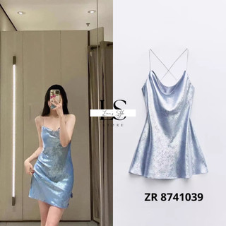 Váy dây metallic ánh bạc cổ thuyền cut lưng TQXK mẫu mới 2024 gợi cảm sang chảnh thời trang | Order