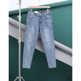 Quần dài jean nam LB co giãn, chất jean dày dặn, cắt rách 2 bên gối, phom skinny, MS898