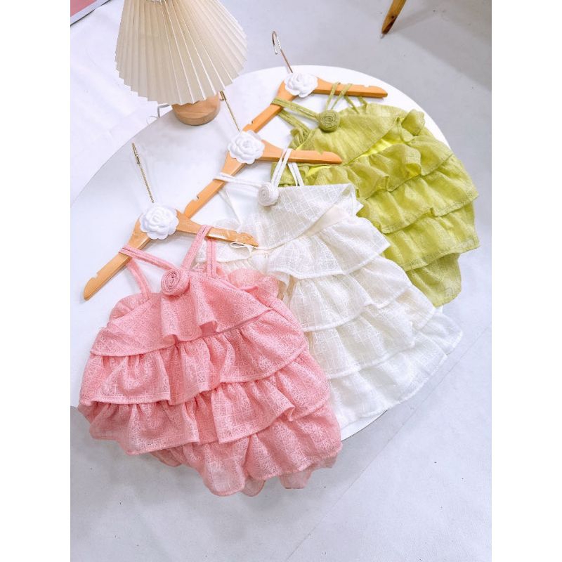 (12-37kg) Đầm Bé Gái Yếm Dây Tầng Dễ thương