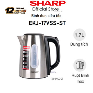 Bình đun siêu tốc sharp ekj-17vss-st 1.7 lít inox cao cấp - bảo hành 12 tháng