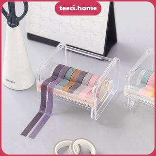 <Tặng Sticker> Hộp Đựng Washi Tape Hộp Cắt Băng Dính Washi Tape Dụng Cụ Khay Cắt Băng Keo Giấy TEECI M024