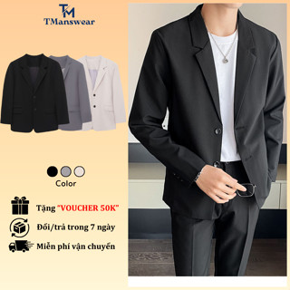 Áo khoác BLAZER nam hàn quốc from rộng dài tay Tman chất vải tuyết cao cấp ít nhăn - áo vest nam dày dặn trẻ trung