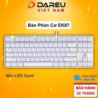 Bàn phím cơ Gaming DAREU EK87 Trắng - LED Xanh ( Blue/ Brown/ Red D switch)