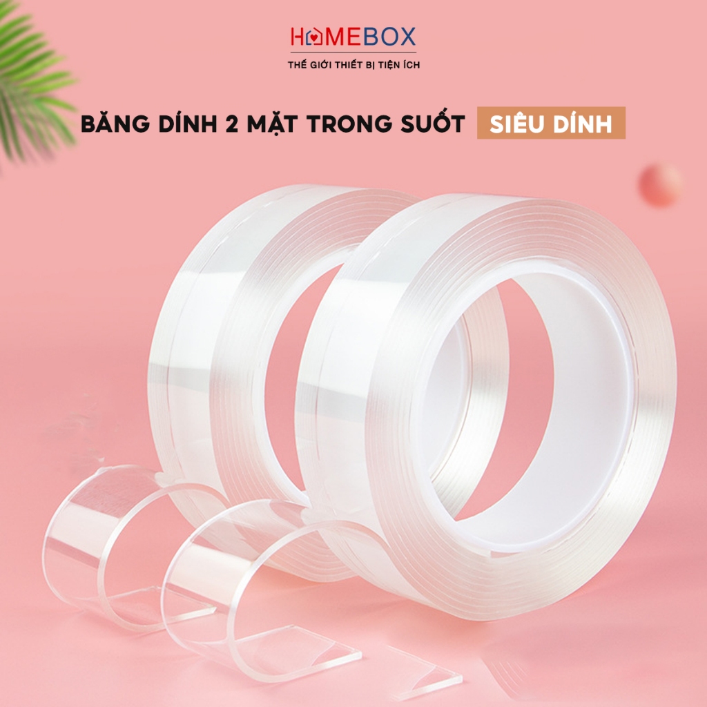 Băng Dính 2 Mặt Siêu Dính Băng Keo Nano Trong Suốt 3M Dán Tường Keo Dán Dính Mọi Bề Mặt Tiện Lợi