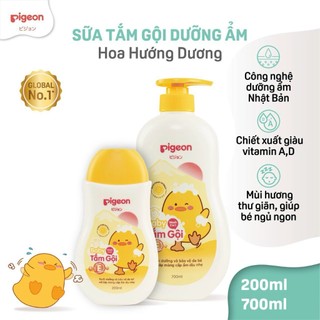 Sữa tắm gội dịu nhẹ Pigeon 2 in 1 cho bé 200ml-700ml Hoa hướng dương/Jojoba