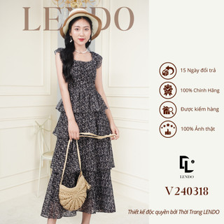 Đầm Váy Maxi Đi Biển LENDO V240318 Dáng Dài Xòe Xếp Tầng Không Tay Cổ Bèo